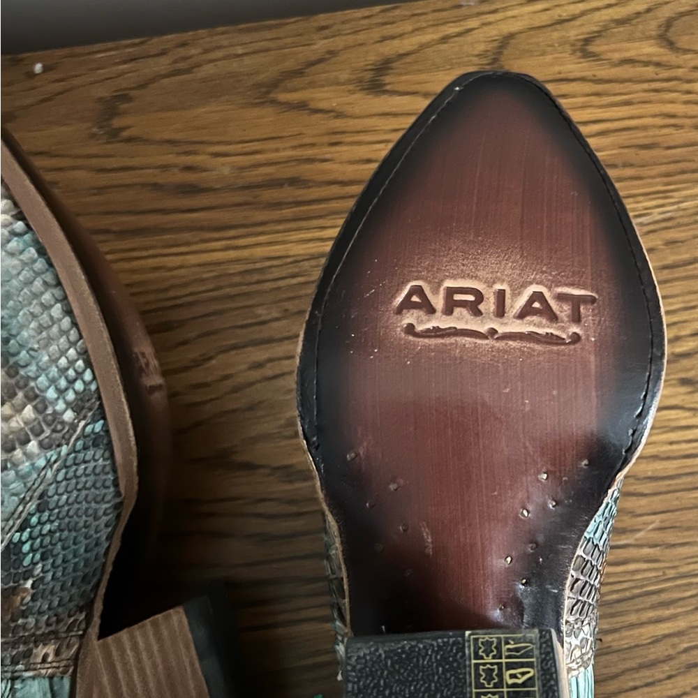 Ariat Womens Dixon Python Skin Blue and Tan Ankle Boots with Textured Finish - Picture 5 of 7